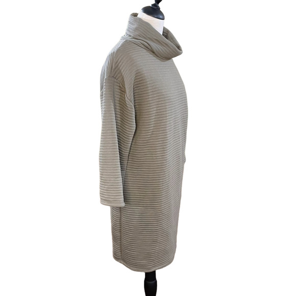 ZARA Size S Dress NEW Mock Turtleneck Ribbed Olive Green Soft Tunic Minamalist - Picture 4 of 15